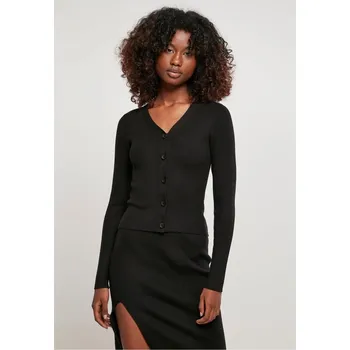 Dámský svetr Dámský kardigan s krátkým žebrovým úpletem - černý Urban Classics černá 2542592