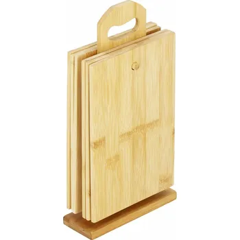 Kuchyňské prkénko Springos KI0110 bambusová prkénka se stojanem 6 ks 22 x 14 cm