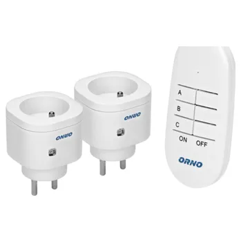 Elektrická zásuvka Bezdrátová zásuvka ORNO OR-GB-439 s dálkovým ovládáním, 2+1, bílá