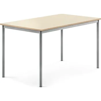 Jídelní stůl Stůl BORÅS, 1400x800x760 mm, stříbrné nohy, HPL deska, bříza