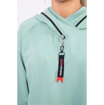 Dámská mikina Tmavě mátová tunika na zip s kapucí Oversize UNI