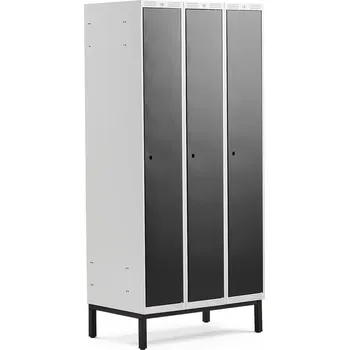 Šatní skříň Šatní skříňka CLASSIC, s nohami, 3 sekce, 1940x900x550 mm, černé dveře