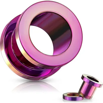 Piercing Šperky4U Šroubovací tunel do ucha fialový, průměr 2,4 mm - TN01032A-024