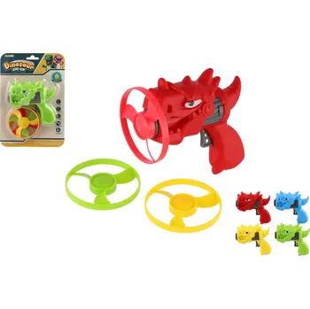 Létající drak Teddies Vystřelovací vrtulka 3ks + startér pistole dinosaurus plast 4 barvy na kartě 15,5x24x5cm
