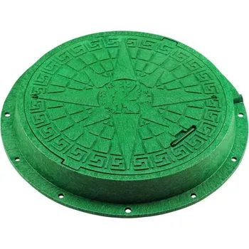 poklop Plastový poklop kruhový s rámem "ZELENÝ", průměr 60cm, zatížení A50 kN (5t)