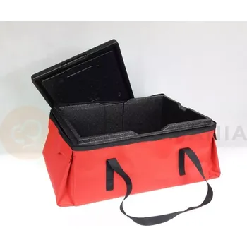 Termobox Taška s termoizolační nádobou GN 1/1 200 mm z nylonu, uzavírání na zip, červený s černým lemováním | FURMIS, TERMOS T
