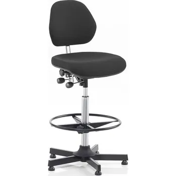 ESD Pracovní židle AUGUSTA, 650-900 mm, opěrný kruh, textilní potah, černá