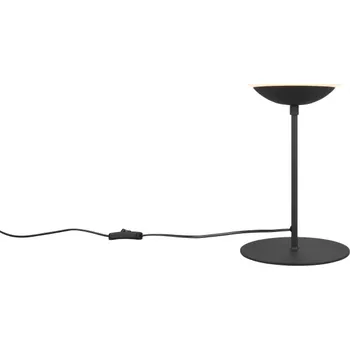 Lampička Trio Leuchten 563100132 FOMENTO - Černá stolní lampa se skleněným stínidlem, 1 x E27, Ø 30cm (Stolní skleněná lampička s černou monturou a vypínačem na kabelu)
