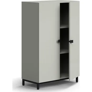 Policová skříň Policová skříň QBUS, 2 police, nohy, úchytky, 1252x800x420 mm, černá, světle šedá