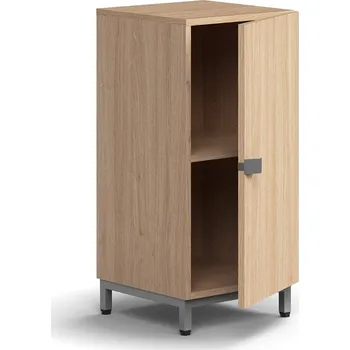 Policová skříň Policová skříň QBUS, 1 police, nohy, úchytka, 868x400x420 mm, stříbrná, dub