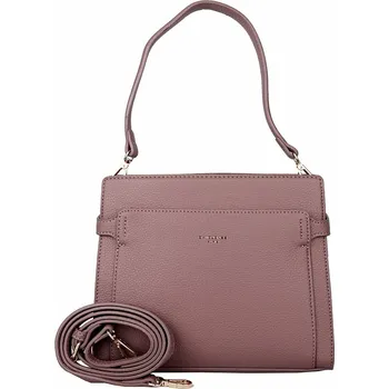 Dvouoddílová středně velká růžovo-hnědá kabelka na rameno David Jones CM6870