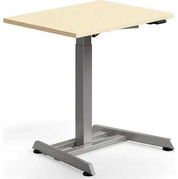 Psací stůl Výškově nastavitelný stůl QBUS, 800x600 mm, stříbrná podnož, bříza