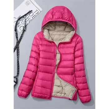 Dámská parka Oboustranná bunda s podšívkou z kachního peří Barva: Fuchsiová, Velikost: M