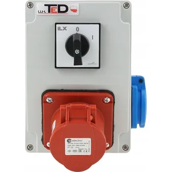 Elektrická zásuvka ROZVADĚČ COMBOPOL SADA 400V 16A/4P + 250V 16A S VYPÍNAČEM 0-1