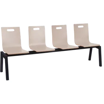 MEGAN PLUS 4, dřevěná lavice do čekárny, 4-sedák, světlá káva, kostra černá