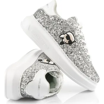 Dámská obuv TENISKY KARL LAGERFELD KAPRI KARL NFT LO LACE HEAVY GLITTER SILVER