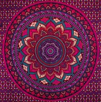 Přehoz na lůžko Bavlněný přehoz na postel s mandalou Lotosová mandala - fialový 2, Sittar