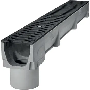 Odvodňovací žlab D100 H100 odtokový z polymerbetonu s litinovou mřížkou, dl.1,0m, pojezdový B125