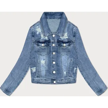Světle modrá dámská džínová bunda s protrženími (GD9215-K) odstíny modré XL (42)