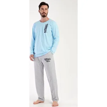 Pánské pyžamo Modré dlouhé pánské pyžamo Henry