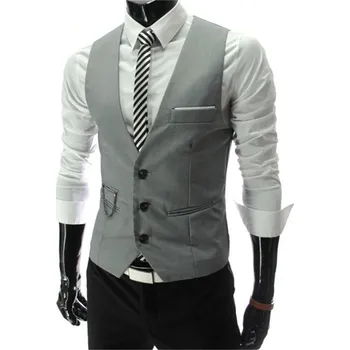 Společenská pánská vesta k obleku elegantní Barva: Šedá, Velikost: 5XL