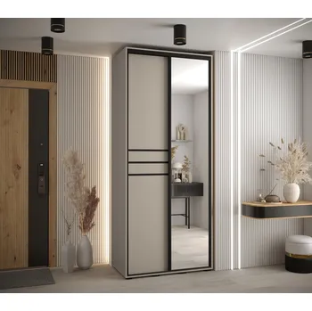 Šatní skříň Šatní skříň Dakota 11 - hloubka 45 cm Rozměry: 100 cm, Pásky / úchyty: Černá, Barva korpusu + barva dveří: Kašmír