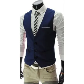 Společenská pánská vesta k obleku elegantní Barva: Tmavě Modrá, Velikost: 3XL