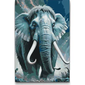 Malování podle čísel - Mamut v odstínech tmavě tyrkysové Velikost: 40x60cm, Rámování: Pouze srolované plátno
