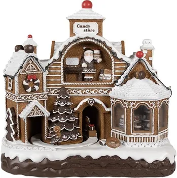 Vánoční dekorace Hnědá svítící a hrající perníková chaloupka Gingerbread House - 33*17*30 cm