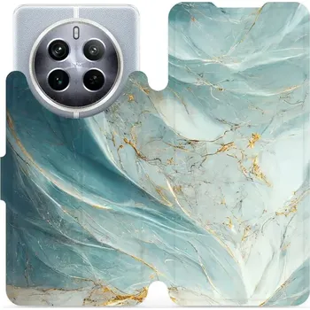 Pouzdro na mobilní telefon Flipové pouzdro Mobiwear - Realme 12 5G - VP34S Zelenkavý a zlatavý mramor (Knížkové flip pouzdro, obal, kryt na mobil Realme 12 5G - VP34S Zelenkavý a zlatavý mramor, materiál Umělá kůže + TPU - ochrana 360°, stojánek, silikonová vanička, magnetické)