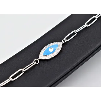 Náramek Dámský náramek z chirurgické oceli – Oko s kubickými zirkony Délka: 20 cm