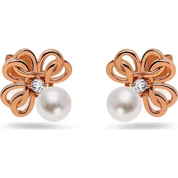 Náušnice Náušnice z růžového zlata květ s perlou Annika DIHU044 + dárkové balení LUXUS zdarma