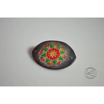 Kožená spona do vlasů - motiv mandala (Leather hair clip - motiv mandala)
