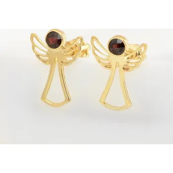 Náušnice Stříbrné pozlacené naušnice pecičky andílci s českými granáty STNAU1926F