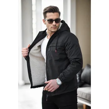 Pánská casual bunda 71189 Dewberry Inside Faux Fur Mens Coat-BLACK dewberry černá 2957017