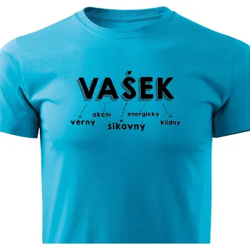 Pánské oblečení VÝPRODEJ Pánské tričko Vašek S Barva: Tyrkysová, Velikost: S
