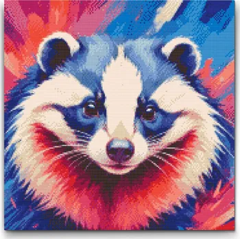 Diamantové malování Diamantové malování - Jezevec v odstínech červené a modré Velikost: 50x50cm, Rámování: Pouze srolované plátno, Diamanty: Čtvercové