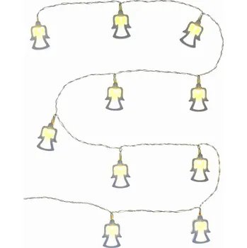 Vánoční dekorace Světelný řetěz andělé dřevo, 10 LED, 1,5+0,3m