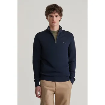 Pánský svetr SVETR GANT COTTON PIQUE HALFZIP EVENING BLUE