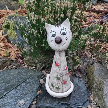 Zahradní dekorace Keramická kočička se šípkem 32 cm