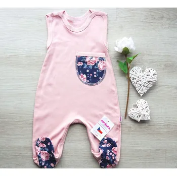 Dupačky AMÁLKA Bavlněné dupačky s kapsičkou, tmavé květy Velikost: 56