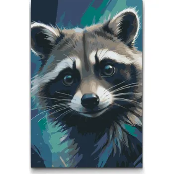 Malování podle čísel - Mýval v odstínech tmavě tyrkysové Velikost: 40x60cm, Rámování: Pouze srolované plátno