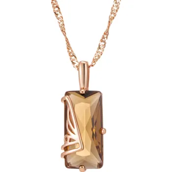 Náhrdelník B-TOP Růžově pozlacený náhrdelník s hnědým zirkonem