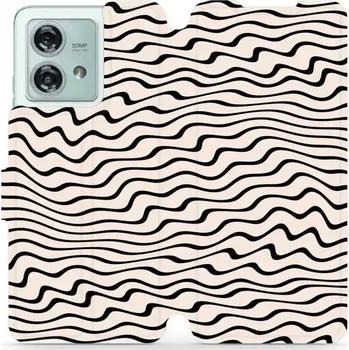 Pouzdro na mobilní telefon Flipové pouzdro Mobiwear - Motorola Edge 40 Neo - VA62S Vlnky na béžové (Knížkové flip pouzdro, obal, kryt na mobil Motorola Edge 40 Neo - VA62S Vlnky na béžové, materiál Umělá kůže + TPU - ochrana 360°, stojánek, silikonová vanička, magnetické zavírání)