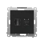 Simon 55 TGHRJ45.01/149 Zásuvka HDMI + datová RJ45 kat. 6 (přístroj s krytem) černá matná