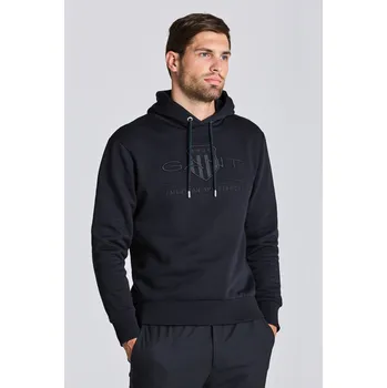 Pánská mikina MIKINA GANT REG TONAL SHIELD HOODIE BLACK