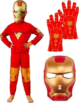 Karnevalový kostým Dětský kostým Iron Man s maskou a rukavicemi červený/zlatý