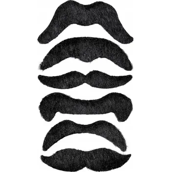 Karnevalový doplněk R-kontakt Kníry kovboj černé samolepící 6 ks