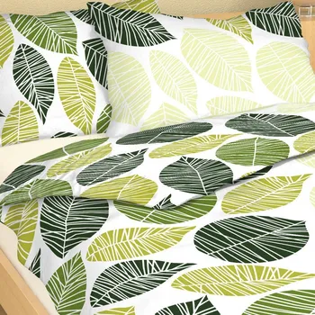 Povlečení Krepové povlečení listy zelené 9408-63 - 140x220 + 50x70 cm