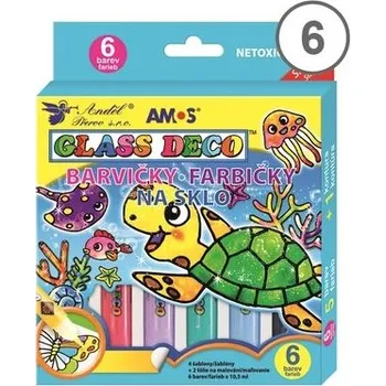 Barvy na sklo sada 6 barev 10,5 ml + fólie a šablony